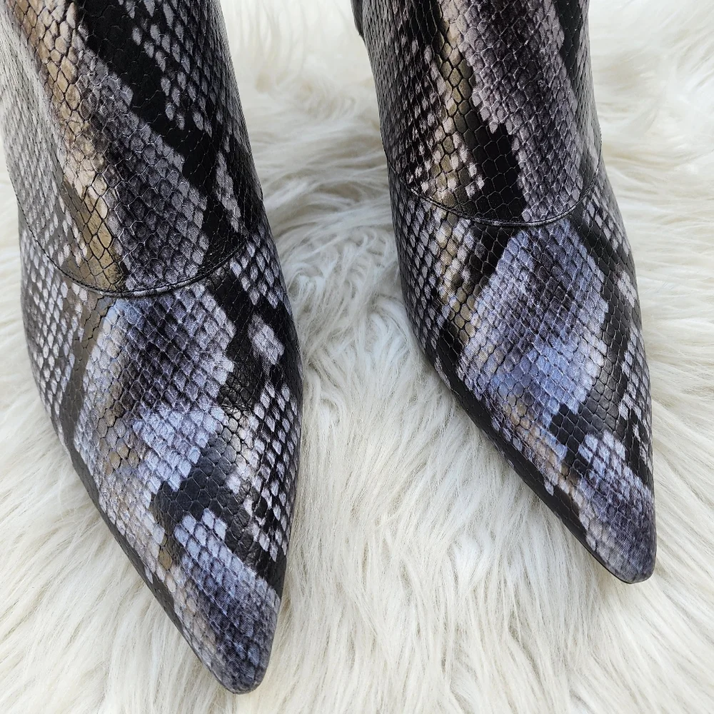 New Anine Bing Ava Boot Cloudy Blue Python